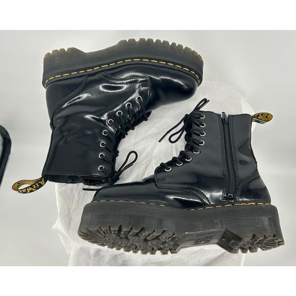 Women's 7M Black Doc Dr. Marten's Jadon Smooth Leather Platforms Boots - Picture 4 of 8